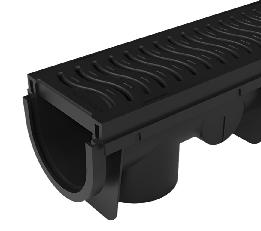 vertical outlet of the plastic drainage channel for driveways